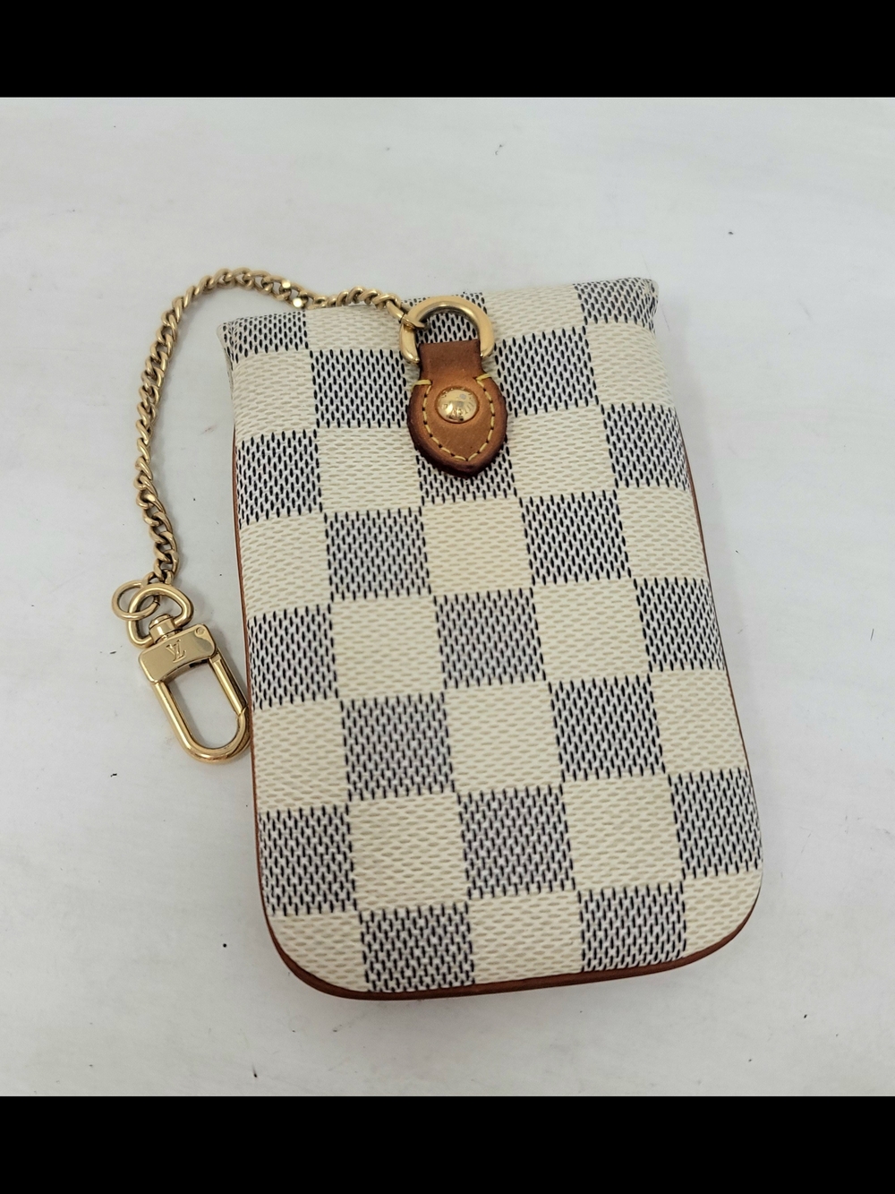 Louis Vuitton White Azur Damier Canvas Cosmetic Lipstick Pouch Bag Authentic - Picture 5 of 12